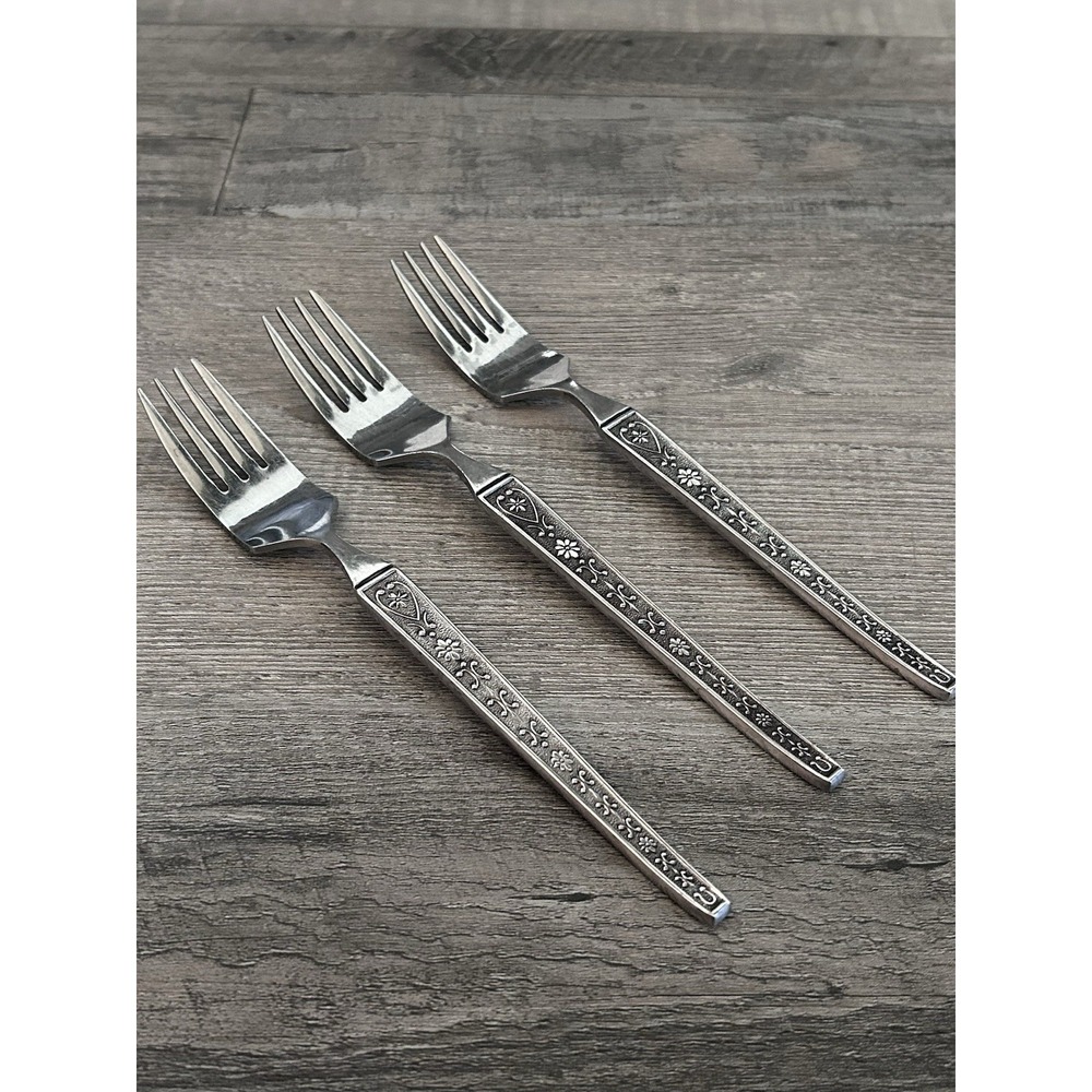 Vintage MCM‎ United Silver Cordova Dinner Forks Stainless Steel Japan Set of 3
